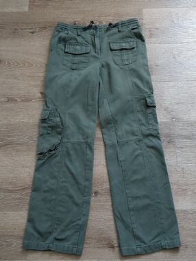 Brandy Melville Olive Green Cargo Pants With Paracord Pulls 27 Waist